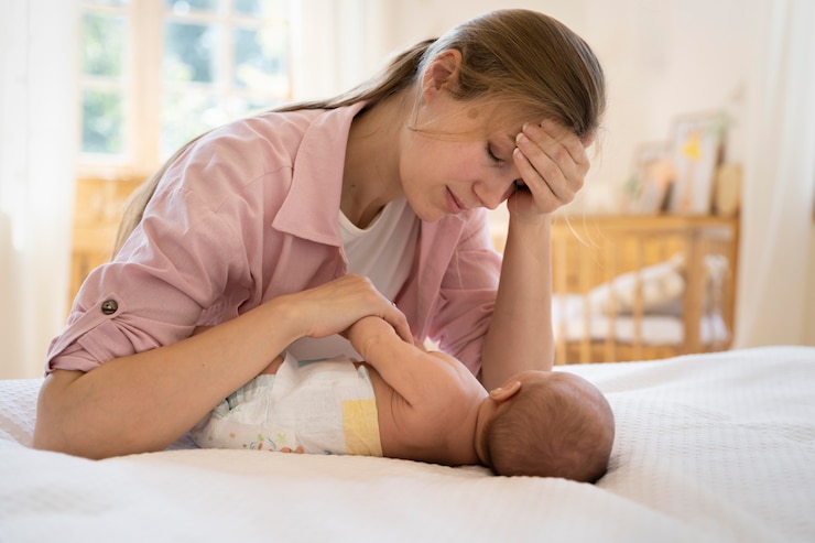 Photo gratuit période postnatale avec la mère et l'enfant