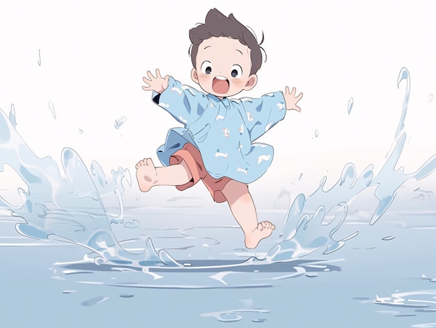 Photo gratuite personnage d'anime dans l'eau