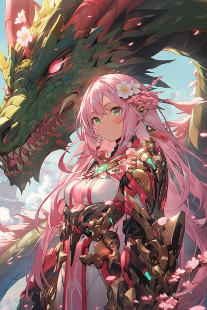 Personnage d'anime avec une illustration de dragon
