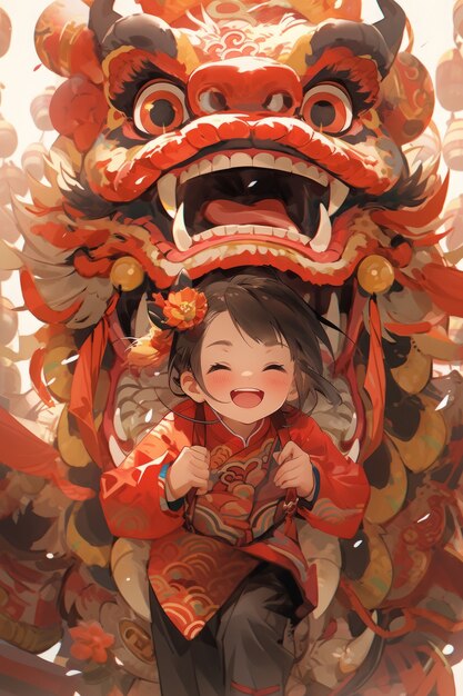 Personnage d'anime avec une illustration de dragon