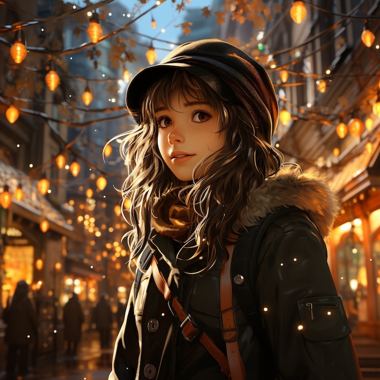 Photo gratuit personnage d'anime saison de noël