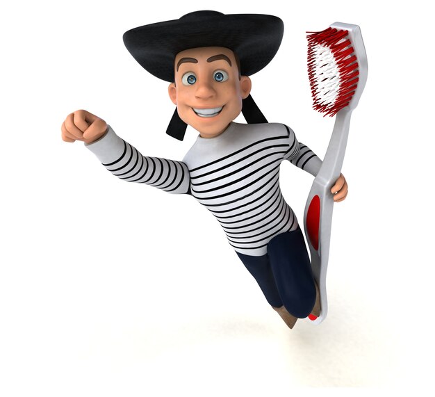 Personnage breton amusant de dessin animé 3d