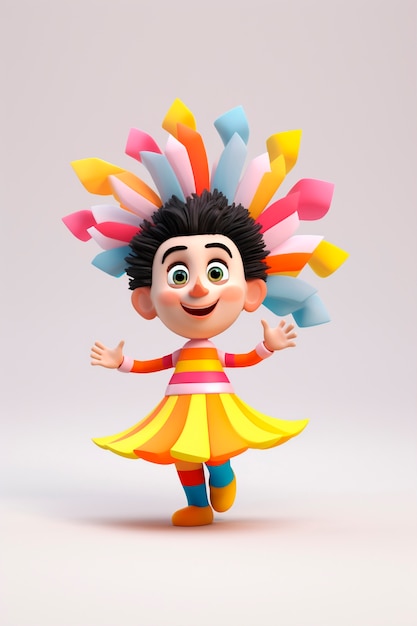 Photo gratuite un personnage de carnaval amusant en 3d