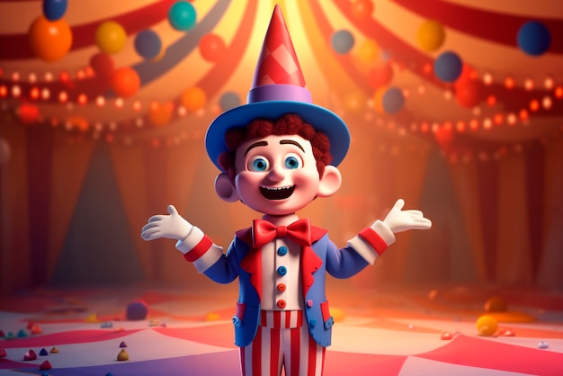 Photo gratuite un personnage de carnaval amusant en 3d