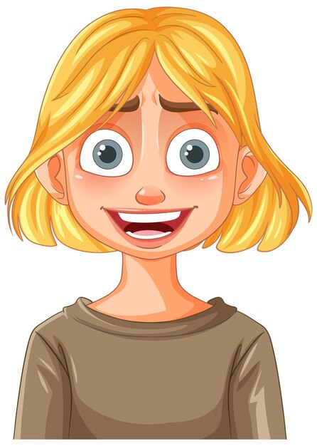 Le personnage de dessin animé Blonde heureuse