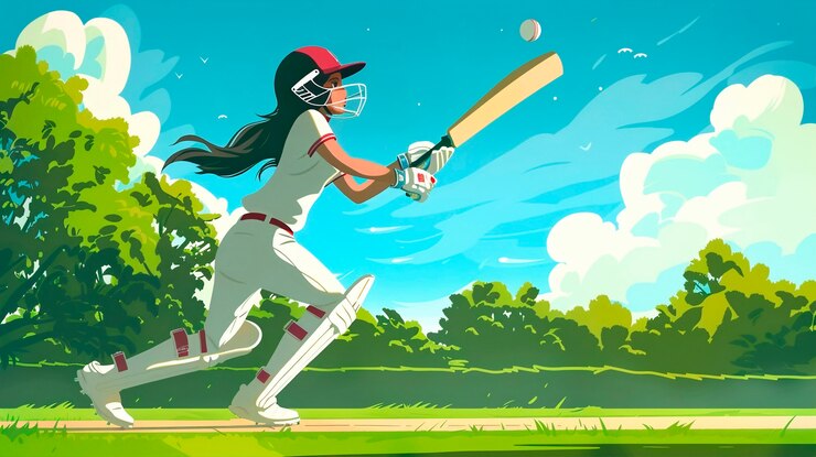 Photo gratuit personnage de dessin animé jouant au cricket sur le terrain
