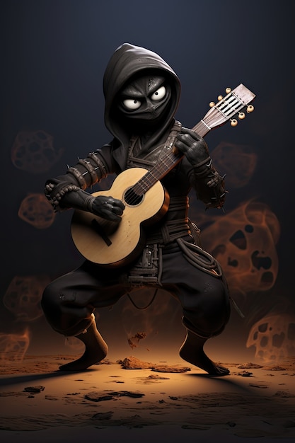 Photo gratuite personnage de dessin animé jouant de la guitare