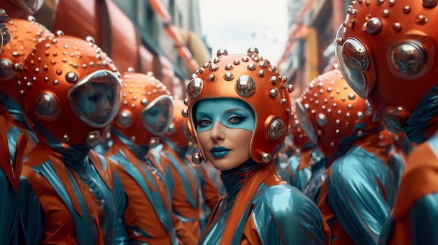 Photo gratuite un personnage futuriste dans un portrait de carnaval