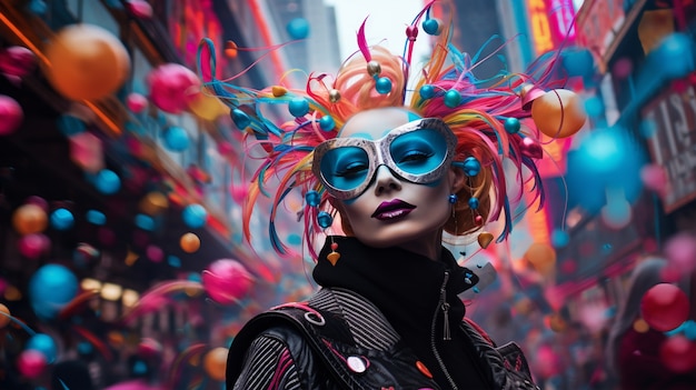 Photo gratuite un personnage futuriste dans un portrait de carnaval