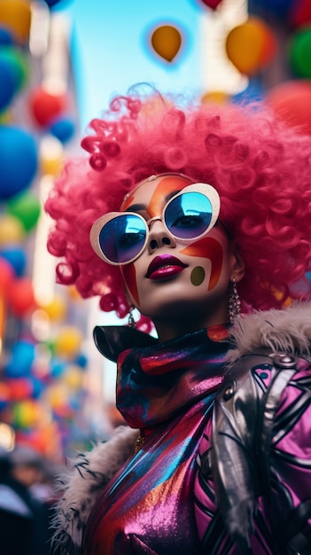 Photo gratuite un personnage futuriste dans un portrait de carnaval