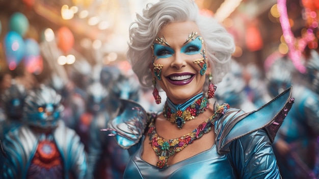 Photo gratuite un personnage futuriste dans un portrait de carnaval