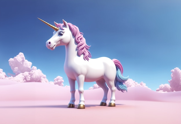 Photo gratuite un personnage de licorne mignon en 3d