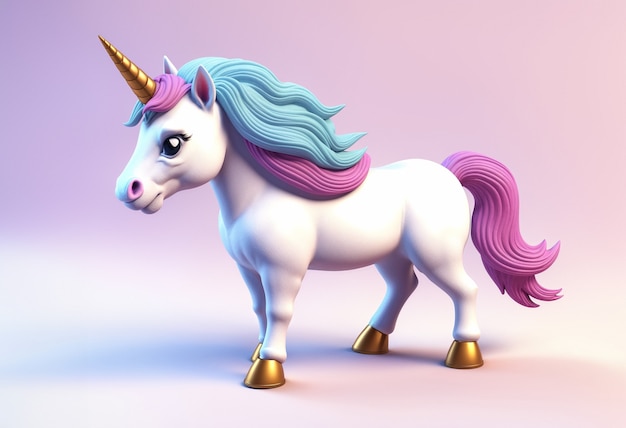 Photo gratuite un personnage de licorne mignon en 3d