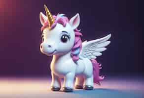 Photo gratuite un personnage de licorne mignon en 3d