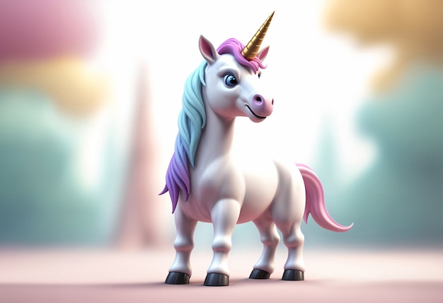 Photo gratuite un personnage de licorne mignon en 3d