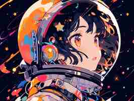 Photo gratuite personnage de style anime dans l'espace