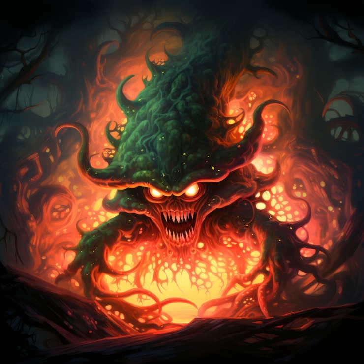 Photo gratuit un personnage de style fantastique en feu.