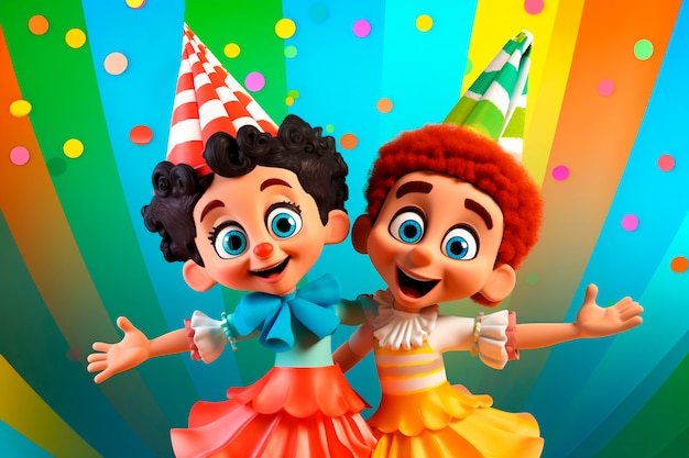 Photo gratuite des personnages de carnaval en 3d.