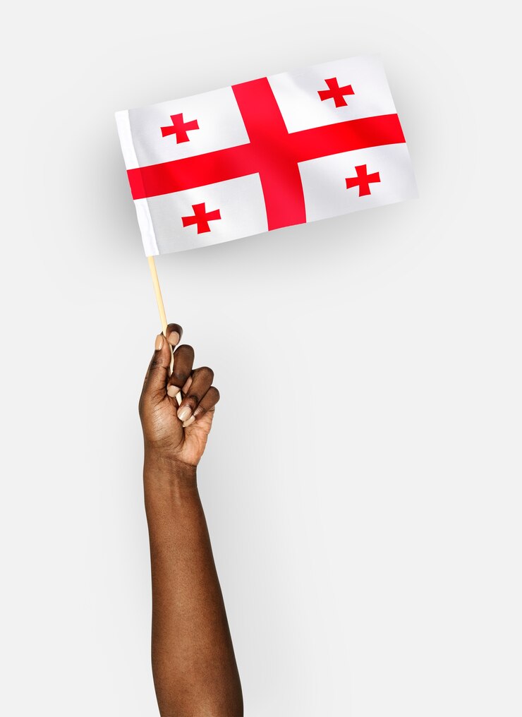 Photo gratuit personne agitant le drapeau de la géorgie