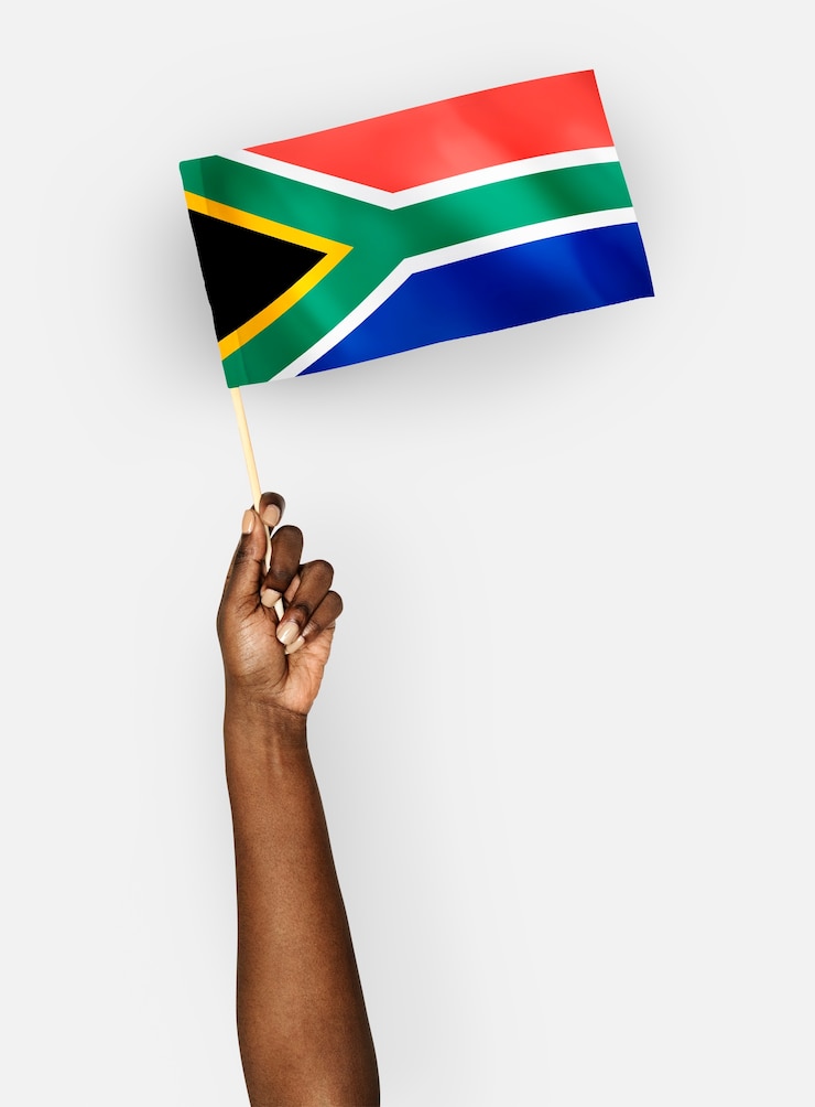 Photo gratuit personne agitant le drapeau de la république d&#39;afrique du sud