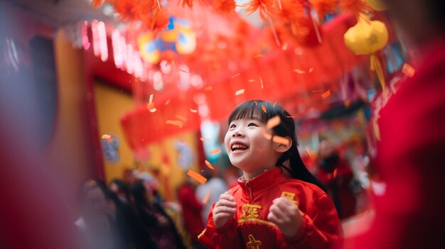 Personne asiatique célébrant le réveillon du nouvel an