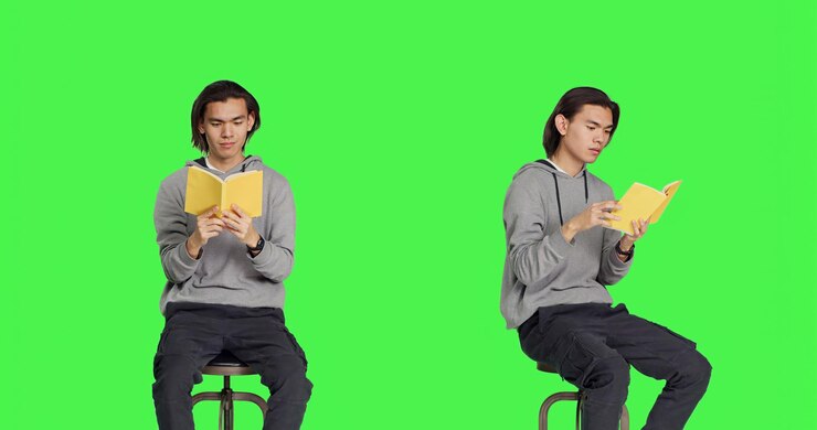 Photo gratuit personne asiatique lisant un livre de littérature