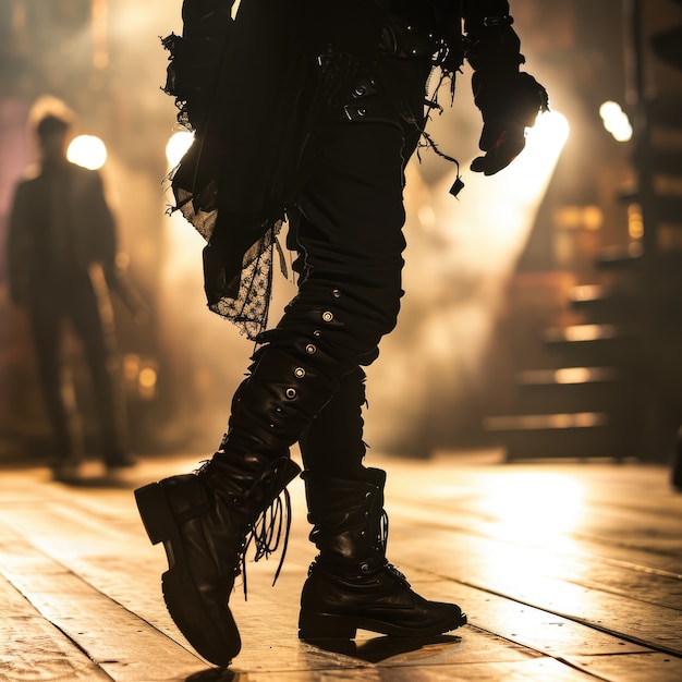 Photo gratuite personne en costume et maquillage de style gothique jouant un drame pour la journée mondiale du théâtre