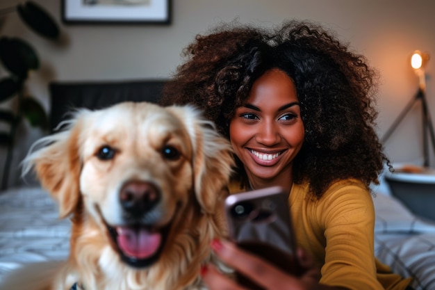 Personne créant du contenu en ligne avec ses animaux de compagnie