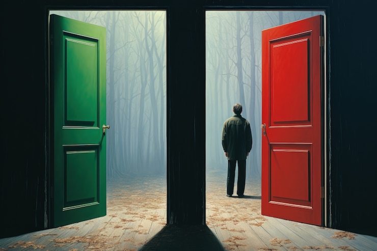 Photo gratuit personne devant les portes