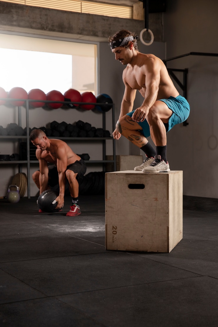 Photo gratuit personne effectuant un entraînement crossfit