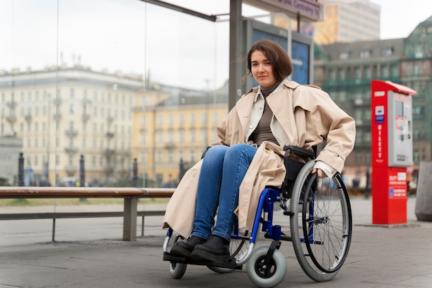 Personne handicapée voyageant dans la ville
