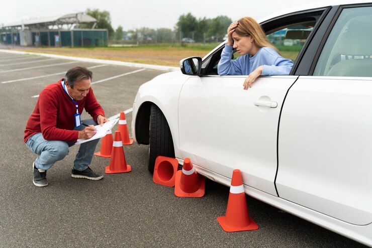 Photo gratuit personne passant l'examen du permis de conduire