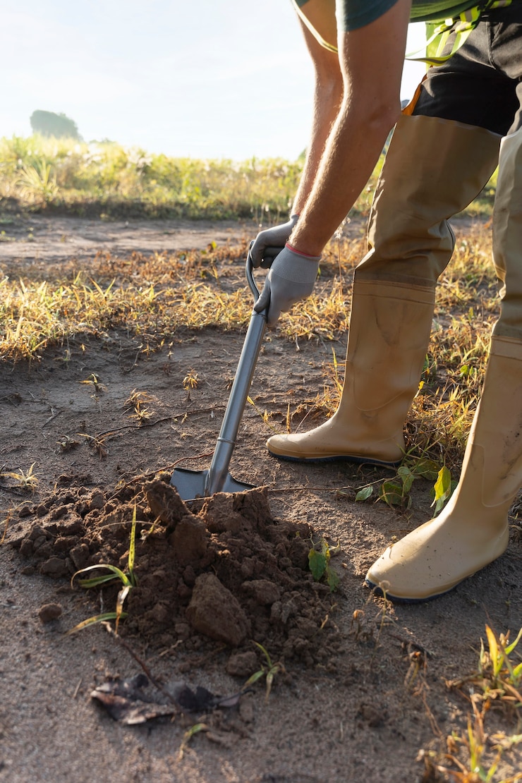 Photo gratuit personne plantant un arbre à la campagne