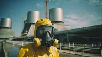 Photo gratuite personne portant une combinaison de protection contre les matières dangereuses travaillant dans une centrale nucléaire