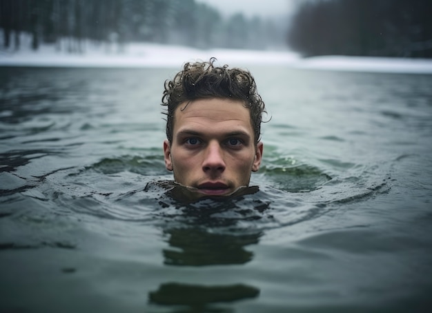 Photo gratuite personne pratiquant l'exposition au froid pour le métabolisme