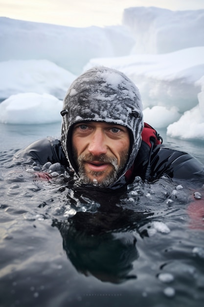 Photo gratuite personne pratiquant l'exposition au froid pour le métabolisme