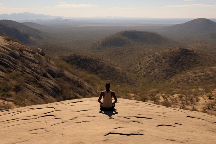 Photo gratuit personne pratiquant la méditation de yoga à l'extérieur dans la nature