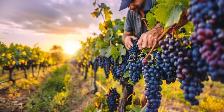Photo gratuit une personne qui cueille des raisins et passe du temps dans la vigne