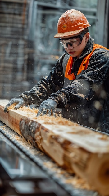 Photo gratuite personne travaillant dans l'industrie et l'usine du bois