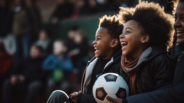 Personnes assistant et appréciant un match de football