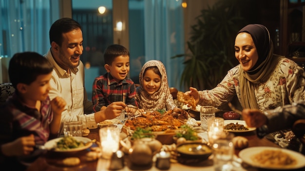 Personnes à plan moyen célébrant l'Aïd al-Fitr