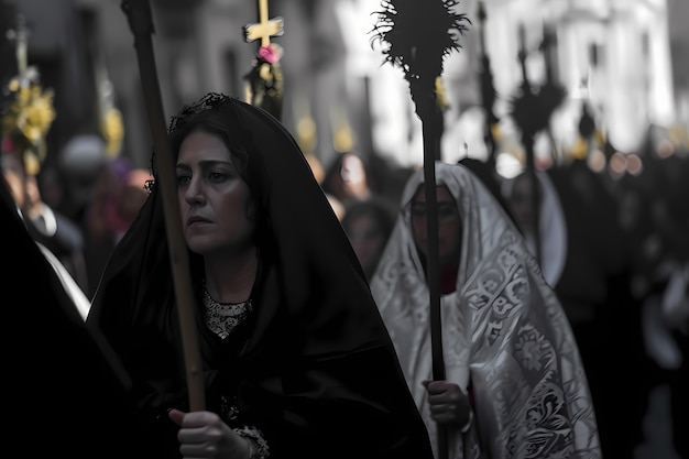 Personnes à plan moyen célébrant la semaine sainte