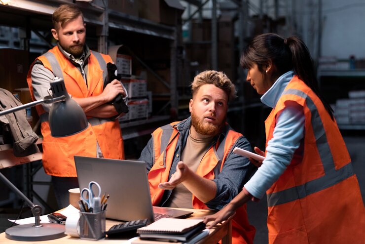 Photo gratuit les personnes qui s'occupent de la logistique des entrepôts