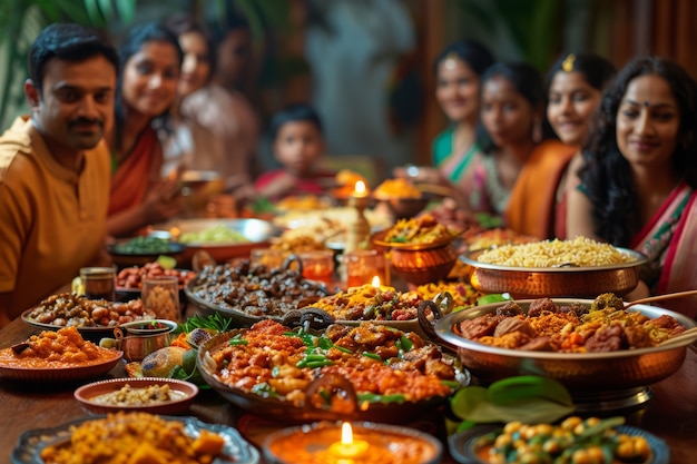 Photo gratuite personnes de taille moyenne célébrant le nouvel an tamoul