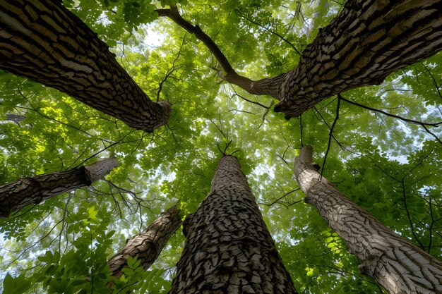 Perspective à bas angle de l'arbre avec une belle canopée