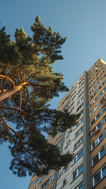 Perspective à bas angle de l'arbre avec une belle canopée