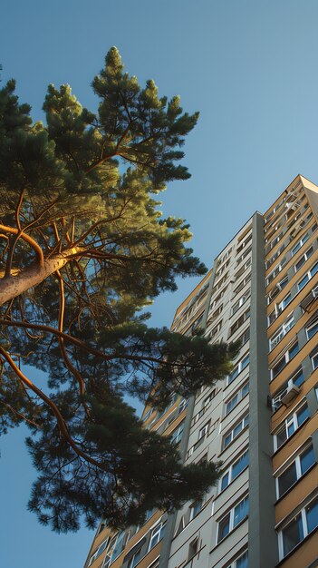 Perspective à bas angle de l'arbre avec une belle canopée