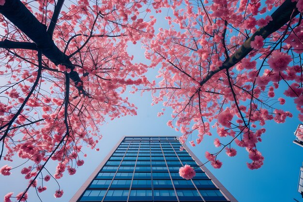 Perspective à bas angle de l'arbre avec une belle canopée