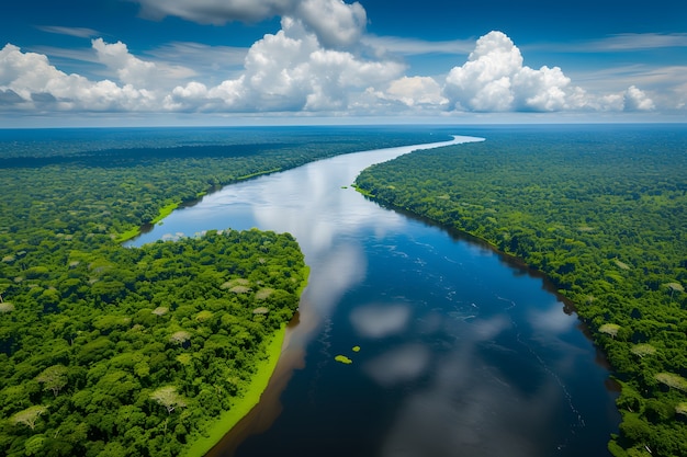 Photo gratuite perspective d'une belle canopée d'arbres avec une rivière