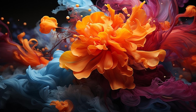 Photo gratuite des pétales de fleurs aux couleurs vives créent une magnifique fantaisie sous-marine générée par l'intelligence artificielle